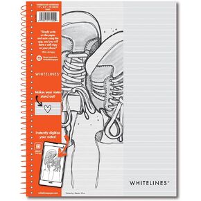 ROARING SPRING Whitelines Premium Line Ruled Spiral Notebook, Digitally Download Your Notes, FREE App, 11" x 8.5" 70 Sheets