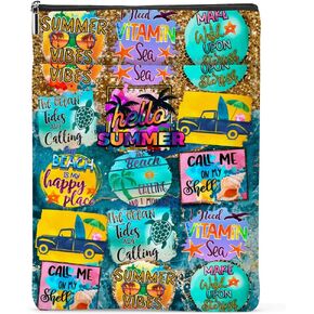 Summer Camping Book Sleeve Book Cover Beach Gifts Beach Essentials for Women Beach Lover Bookish Book Lovers Gifts Book Protector with Zipper Graduation Christmas Birthday Ocean Themed Gifts