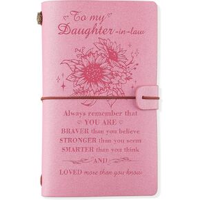 PRSTENLY Daughter In Law Gifts, Gifts for Daughter In Law Leather Journal 140 Page Refillable Journal, Christmas Mothers Day Birthday Gifts for Daughter In Law from Mother In Law