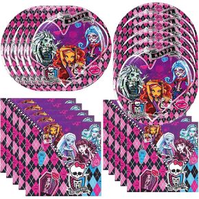 40Pack monster-high birthday Party Supplies include 20 plates, 20 napkins for the monster-high Party Decoration