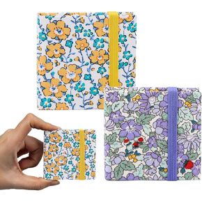 2PCS Mini Watercolor Sketchbook, 2.4x2.4 Inch Portable Square Fabric Cover Small Watercolor Sketchbook 20 Sheets 300g Watercolor Textured Drawing Papers (Purple+Yellow)
