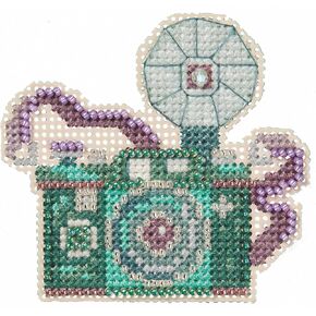 Mill Hill Vintage Camera Beaded Counted Cross Stitch Ornament Kit 2024 Spring Bouquet MH182412