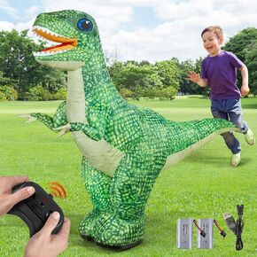 2.4GHZ Remote Control Dinosaur Toys, Inflatable Dinosaur Toy for Kids, Rechargeable Electric RC Dinosaur, T Rex Dinosaur Birthday Halloween Decorations Party Favors Gift for Boys Girls 6-8 8-12