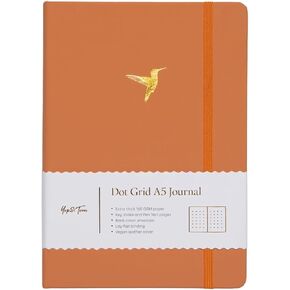Yop & Tom Bullet Dotted Journal (A5) - الطائر الطنان - دفتر ملاحظات شبكي منقط مع ورق سميك للغاية (160 جرام في المتر المربع) - برتقالي محروق