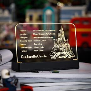 Kyglaring Glowing Clear Acrylic Name Plate with Power Base Designed for Lego Technic Porsche 911 RSR 42096 Race Car Building Set Sign Display