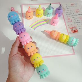 Cute Octopus Stacking Highlighter 5 Pastel Colors in 1 Buildable Chisel Tip Marker Pen for Drawing Painting Writing,Highlighter Fluorecent Pen for Kids School Office Supplies