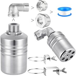 Mornajina 1/2" 3/4" 1" Automatic Float Valve, 304 Stainless Steel Fully Automatic Water Level Control Float Valve, Auto Shut Off Ball Mini Float Valve for Pool, Fish Tank, Livestock Troughs, Pond
