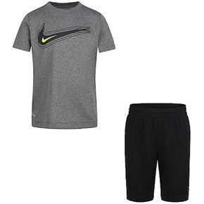 Nike Baby Boys Logo T-Shirt & Shorts 2 Piece Set (Black(66H371-023)/Grey, 3T, 3_Years) in Kuwait