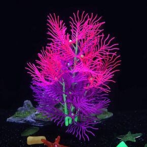 Fish Tank Decorations Aquarium Decorations Glowing Aquatic Plants Artificial Silicone Ornament with Glowing Effect for Fish Tank Landscape Decoration Betta Fish Tank Decor (Purple)