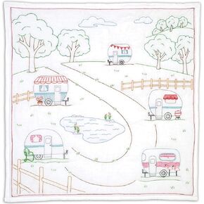 Jack Dempsey Needle Art Campground Wall Quilt, white