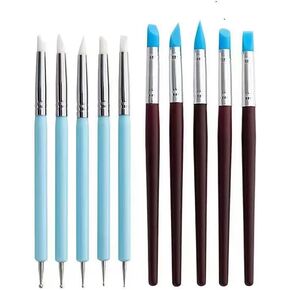 Silicone Clay Sculpting Tools 10 Piece Styling Dots for Rocks, Nails, Blending, Drawing Styling Dots Tools and Pottery Crafts DIY Crafts, Silicone Brushes, Sculpting Pottery (Silicone - 10 pcs)