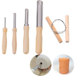 5 PCS Pottery Clay Tools Set Includes Wood and Wire Sickle，Circular Clay Hole Cutters Clay Trimming Tool Pottery Angle Cutter Pottery Tools Hole Cutter for Pottery Ceramics Sculpting in Kuwait