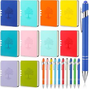 Eaasty 10 Sets A6 Tree of Life Journals Notebooks and Pens Set Colorful Tree Mini Lined Journals Hardcover Executive Notebooks Bulk Gifts for Christmas School Office Writing Supplies(Assorted Colors)