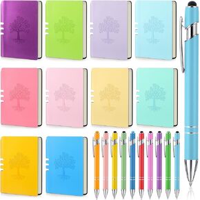 Eaasty 10 Sets A6 Tree of Life Journals Notebooks and Pens Set Colorful Tree Mini Lined Journals Hardcover Executive Notebooks Bulk Gifts for Christmas School Office Writing Supplies(Assorted Colors)