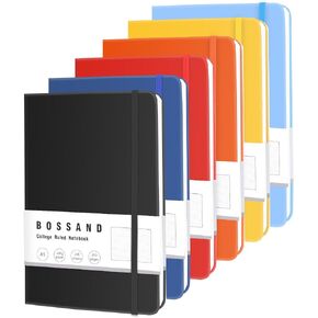 BOSSAND Lined Journal Notebooks, 6 Pack A5 Journals for Writing, 200 Pages 100 GSM Thick Classic Ruled Paper, Hardcover, 8.25 inches x 5.75 inches, 6 Colors in Saudi Arabia
