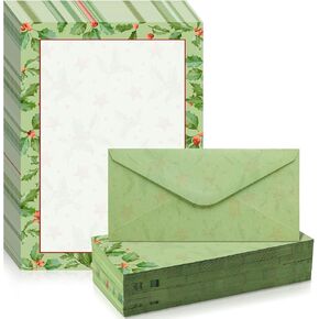 320 Pcs Christmas Stationery Paper Letterhead and Envelopes Letterhead Holiday Envelopes for Note Greeting Cards Invitation Office School Writing