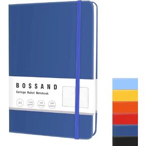 BOSSAND Lined Journal Notebooks, 6 Pack A5 Journals for Writing, 200 Pages 100 GSM Thick Classic Ruled Paper, Hardcover, 8.25 inches x 5.75 inches, 6 Colors