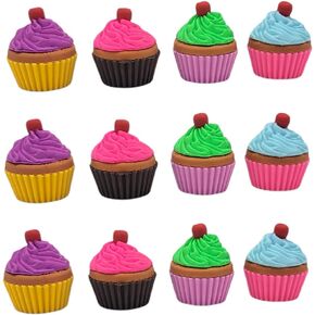 Kids Stationery Sets (12 Cute Colorful Cupcake Erasers) 1.25" Rubber.