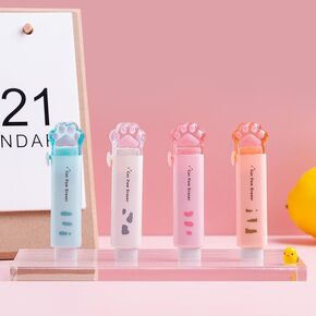 1Pc Random Color Student Rubber Rubbing Eraser Retractable Reward School Supplies Push-Pull Cat Paw Cute Eraser School Pencil Eraser Pencil Eraser，Erasers Office Supplies