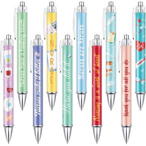 10 Pcs Nurse Ballpoint Pens Lovely Cartoon Nurse Pens Cute Retractable Nursing Pens Funny Ink Ballpoint Pens for Medical Assistants Students Workers Office Nurse Appreciation Gifts (Modern Style)