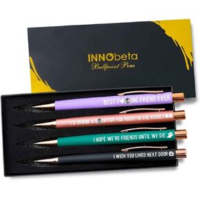 InnoBeta Friend Gifts, Soul Sister Gifts For Bestie Women Friends, Ballpoint Pen Set of 4, Unique Friendship Gifts for Birthday, Christmas for Besties, BFF