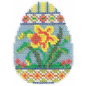 Daffodil Egg Beaded Counted Cross Stitch Kit Mill Hill 2015 Spring Bouquet MH185102