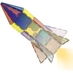 PicassoTiles UV Activated Color Changing Rocket Set Magnet Construction Toy Kit Engineering STEM Learning Playset Child Brain Development Stacking Blocks Playboard for All Ages 3 and Up PT31