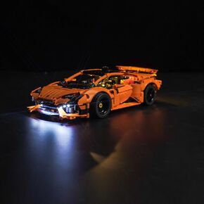 LED Light Kit Compatible with Lego Lamborghini Huracán Tecnica Orange 42196 (Lights Only, No Models), Creative Decor Light Compatible with Lego Lamborghini Huracán Tecnica Orange