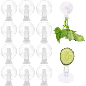 AccEncyc 12Pcs Veggie Clips Aquarium Seaweed Clips Fish Food Holder Wide Mouth Clips Plants Suction Cups Algae Clips for Freshwater and Marine Fish Tank (Plastic)
