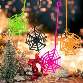 Christmas 24Pcs Sticky Spider Web Party Favors Pack, 7.5 inches in Total Length, Halloween Party Favors, Gifts For Birthday, Goodie Bag Classroom Prizes, 4 colors