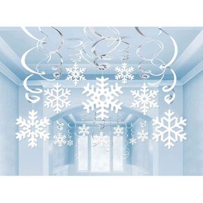 Omgouue 42Ct Christmas Snowflake Hanging Swirl Decorations - Frozen Winter Wonderland/Xmas/Holiday for New Year Party Supplies