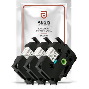 Aegis Adhesives - Label Maker Tape Replacement for Brother TZe Laminated Tape TZE-241 TZ-241 TZe241. 18mm / 0.70 inch White. Compatible Brother P-Touch Printer PTD400 PTD600 (3 Pack)