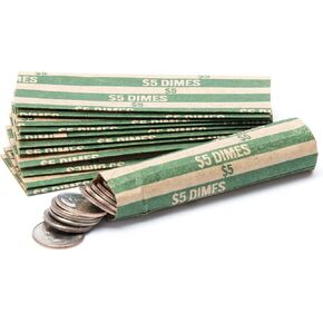 Dime Coin Wrappers, 100 Flat Striped Coin Wrappers