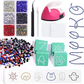 MYYKO Hotfix حجر الراين قضيب الحديد عدة قالب الفن DIY مع 4320 جهاز كمبيوتر شخصى مختلط اللون أحجار الراين الإصلاح، مجموعة الحديد آلة ثابتة الحرارة للملابس، تي شيرت، قبعة، النسيج، البطاقات، الجلود in Kuwait