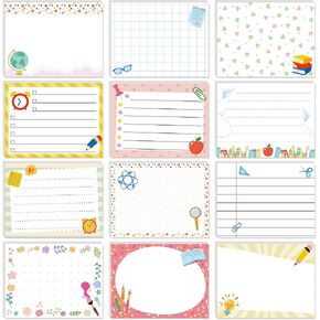 Gueevin 12 Pcs Cute Teacher Animal Pun Sticky Note Pads Teacher Notepad 600 Sheets 3 x 4 Inch Memo Notepads for Teacher Appreciation Sticky Notes for School Office Supplies (Light Color,Cute)