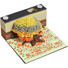 125 Sheets 3D Memo Pads, Aesthetic Tree House Art Carving Craft Non-Stick Sticky Notes, DIY Paper Notepad with Pen Holder, Creative Decoration for Office Home Supplies (Spring Tree)