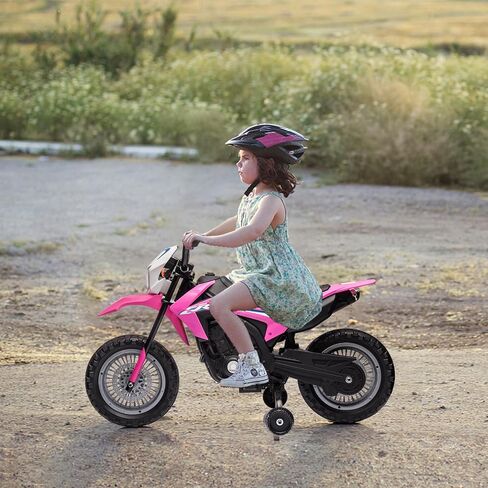 Kids Electric Ride on Motorcycle, Battery Powered Motorbike Toy for Kids, with Training Wheels, Rechargeable Battery, Headlight, Engine Sounds for Children Girls Boys, Blue in Saudi Arabia