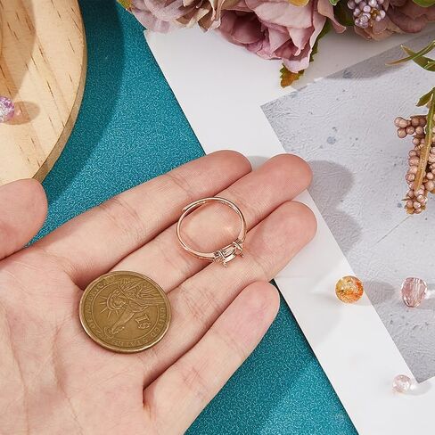 Sterling Silver Bezel Ring Blank Ring Bases Blank Prong Ring Settings 4 Claw Adjustable Bezel Tray Settings for Women DIY Ring Findings Jewelry Making in Kuwait