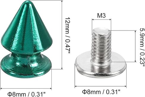 uxcell 20Sets Cone Spike Stud Rivet, 8x12mm Screw Back Tree Studs and Spikes for Leather Craft, Clothing, Shoes, Belts, Bags (Phosphor) in Saudi Arabia