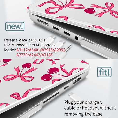 حافظة M4 MacBook Pro 14 بوصة 2024(A3112 A3401 A3185) 2023(M3 A2918 A2992 M2 A2779) 2021(M1 A2442) Pro/Max، غطاء بلاستيكي صلب لجهاز Mac Pro 14 بوصة، أقواس in Kuwait