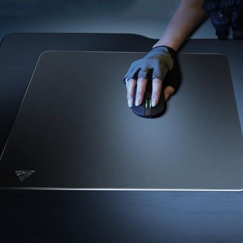 Glass Mousepad XXL-15.75x17.72inch Tempered Glass Gaming Mouse Mat-Ultra-Smooth Micro-Etched Surface - Dirt and Scratch-Resistant - Anti-Slip Base (Black) in Kuwait