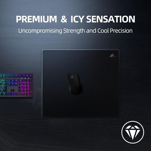 Glass Mousepad XXL-15.75x17.72inch Tempered Glass Gaming Mouse Mat-Ultra-Smooth Micro-Etched Surface - Dirt and Scratch-Resistant - Anti-Slip Base (Black) in Kuwait