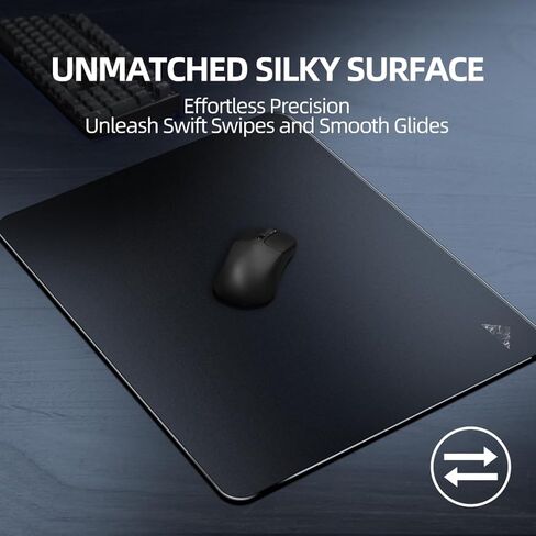 Glass Mousepad XXL-15.75x17.72inch Tempered Glass Gaming Mouse Mat-Ultra-Smooth Micro-Etched Surface - Dirt and Scratch-Resistant - Anti-Slip Base (Black) in Kuwait