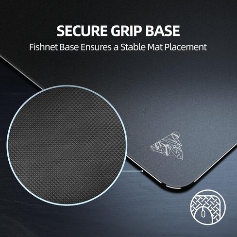 Glass Mousepad XXL-15.75x17.72inch Tempered Glass Gaming Mouse Mat-Ultra-Smooth Micro-Etched Surface - Dirt and Scratch-Resistant - Anti-Slip Base (Black) in Kuwait