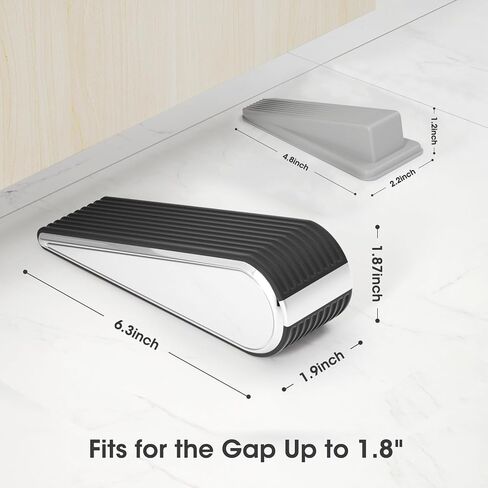 Door Stoppers, Door Stop for Bottom of Door, Heavy Duty Door Stopper, Doorstops Wedge Holder on Carpet Concrete Tile Linoleum and Wood for Home, Office, Classroom and Hotel, 2 Pack, Black in Saudi Arabia