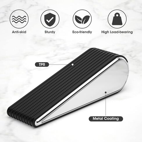 Door Stoppers, Door Stop for Bottom of Door, Heavy Duty Door Stopper, Doorstops Wedge Holder on Carpet Concrete Tile Linoleum and Wood for Home, Office, Classroom and Hotel, 2 Pack, Black in Saudi Arabia