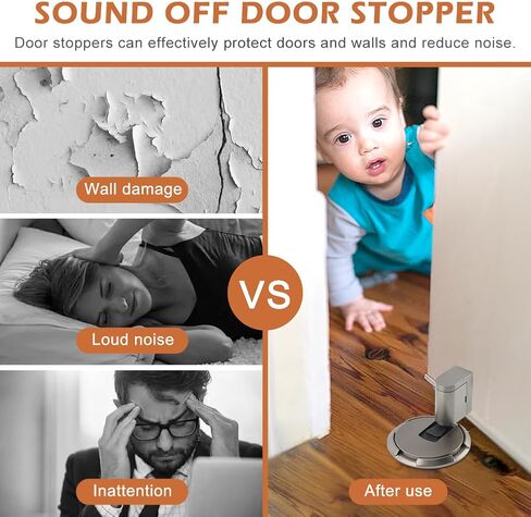 Magnetic Door Stopper, Punch-Free Mechanical Silent Floor Door Stop,Heavy Duty Door Stop, Magnetic Door Catch Holder for Bottom of Door with Adhesive/Screws for Bottom of Door in Saudi Arabia