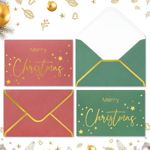 30 Pack Gold Foil Merry Christmas Cards with Envelopes | 4x6 Inches Blank Christmas Cards Assortment in Bulk for Family, Kids, Friends, Work & Office Celebrations in Saudi Arabia