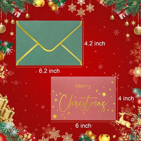 30 Pack Gold Foil Merry Christmas Cards with Envelopes | 4x6 Inches Blank Christmas Cards Assortment in Bulk for Family, Kids, Friends, Work & Office Celebrations in Saudi Arabia