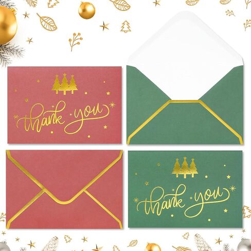 30 Pack Gold Foil Merry Christmas Cards with Envelopes | 4x6 Inches Blank Christmas Cards Assortment in Bulk for Family, Kids, Friends, Work & Office Celebrations in Saudi Arabia